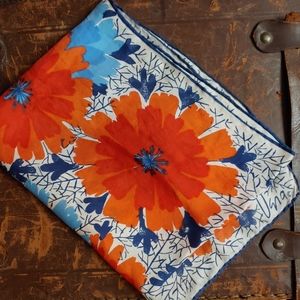 Orange and Blue Flower Scarf